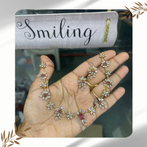 Charming Pink Stone Flower Necklace