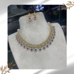 Elegant White, Pink, and Green Stone Round Necklace