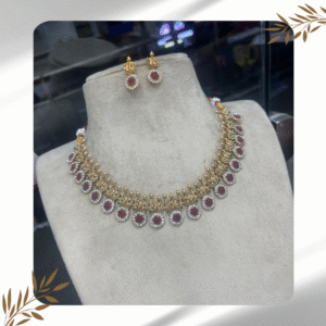 Elegant White, Pink, and Green Stone Round Necklace