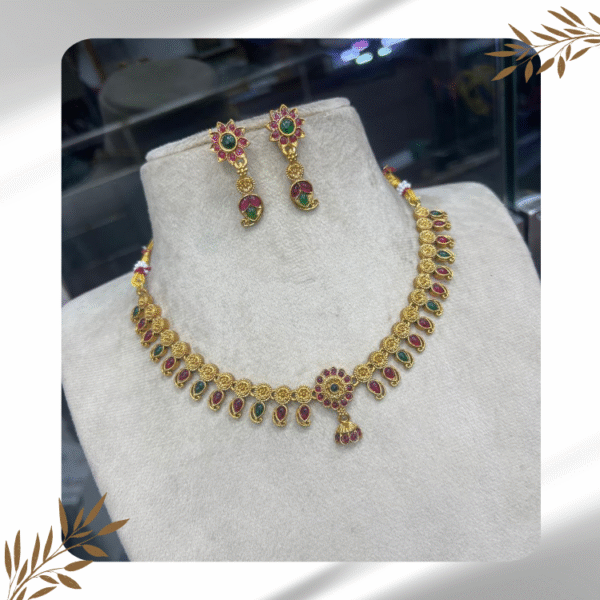 Charming Green and Pink Mango Pendant Necklace