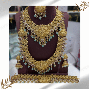 Traditional Haram Necklace Set with Jumka and Nethi Chutti (Long)