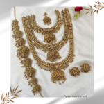 Semi-Bridal Set with Beautiful Floral and Peacock Pendant, Mango Design