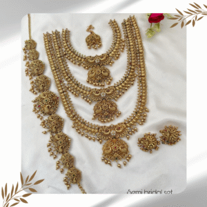 Semi-Bridal Set with Beautiful Floral and Peacock Pendant, Mango Design