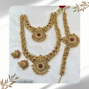 Elegant Haram Necklace Set with Jumka and Nethi Chutti