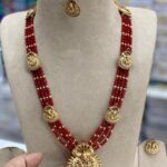 LAKSHMI PENDANT MEROON BEADS HARAM MF1197