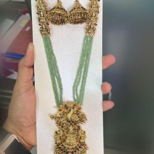 GREEN BEADS LAKSHMI HARAM