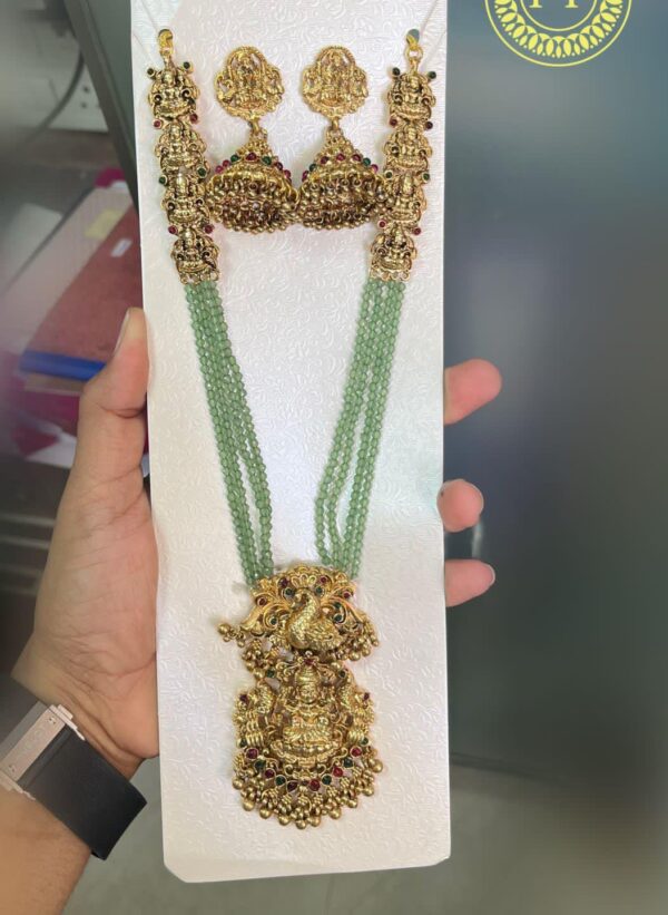 GREEN BEADS LAKSHMI HARAM