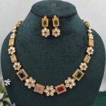 MULTI COLUR SQUARE WITH FLOWER NECKSET