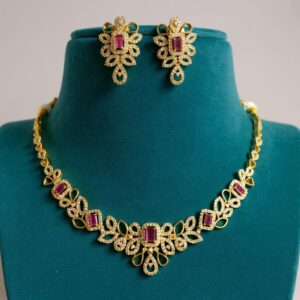 LEAF PATTERN NECKSET IN RUBY
