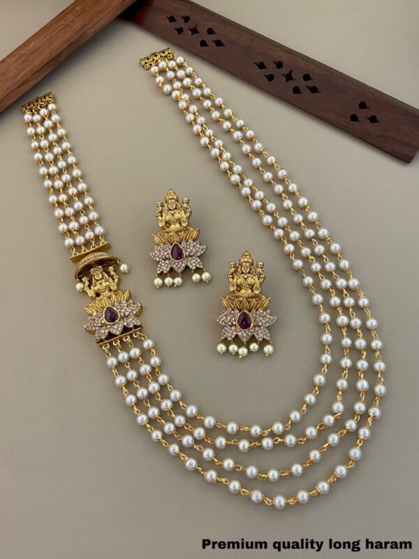 3 LINE PEARL HARAM WITH ONE SIDE LAKSHMI MOGAPU