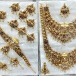 HEAVY 3D ANTIQUE BRIDAL SETS LAKSHMI WITH GOLDEN HANGING