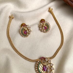 ATTIGAI PATTERN PEACOCK PENDANT NECKSET