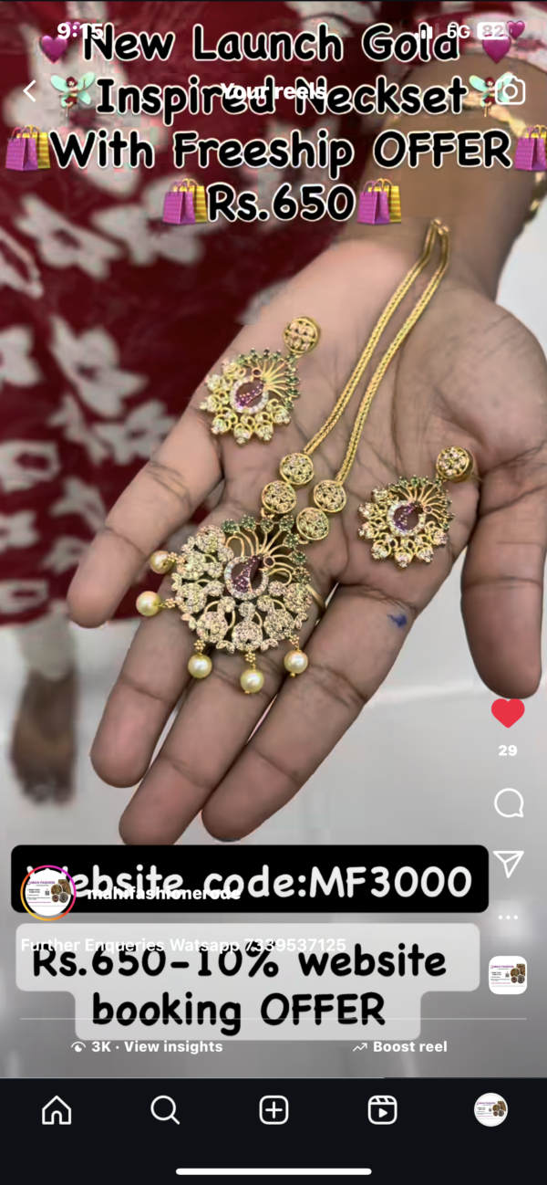 PEACOCK GOLD INSPIRED NECKSET MF3000