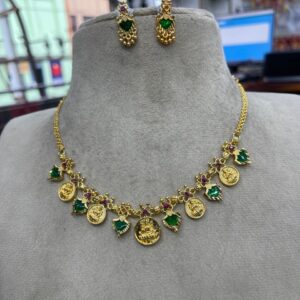 LAKSHMI WITH COIN NECKSET PALAK WORK MF3008