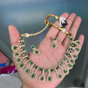 NON IDOL WITH FULL STONE NECKSET – GREEN