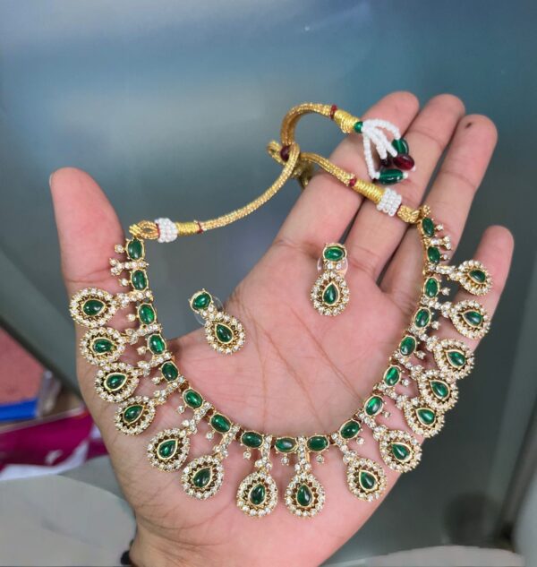 NON IDOL WITH FULL STONE NECKSET - GREEN