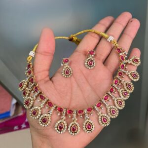 NON IDOL WITH FULL STONE NECKSET – RUBY