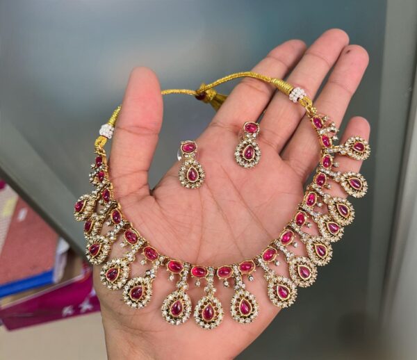 NON IDOL WITH FULL STONE NECKSET - RUBY