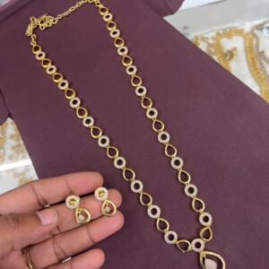 DIAMOND REPLICA LONG HARAM WITH BACK CHAIN