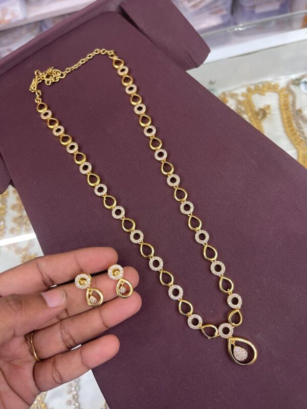 DIAMOND REPLICA LONG HARAM WITH BACK CHAIN
