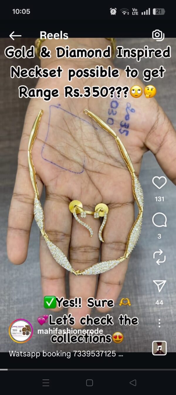 DIAMOMD REPLICA NECKSET ( BACK CHAIN SEPERATE COST )