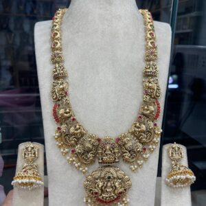 HEAVY ANTIQUE LONG HARAM WITH CORAL BEADS MF2757