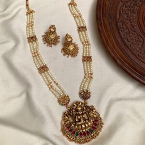 BEADED LAKSHMI PENDANT LONG HARAM MF3043