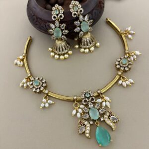 SUPER NEW LAUNCH NECKSET IN MINT GREEN MF1187
