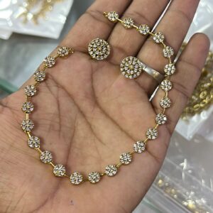 DIAMOND REPLICA NECKSET AD STONE FITTING MF3046