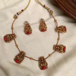 CORAL BASED NEW LAUNCH LAKSHMI DESIGN NECKSET