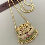 MICRO PLATED LONG CHAIN WITH GAJALAKSHMI AD PENDANT MF3047