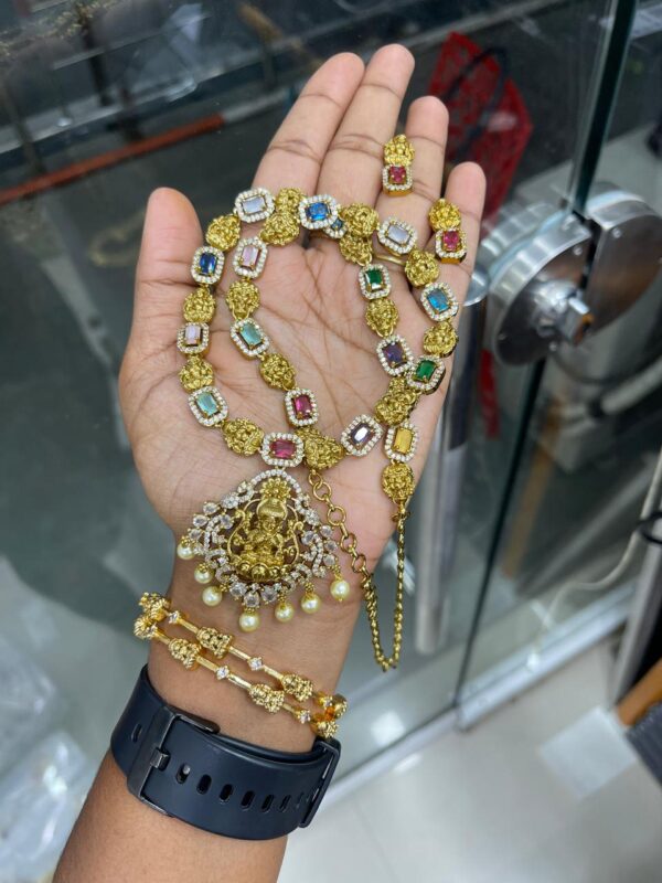 NAVARATHNA HARAM WITH BANGLE COMBO MF0845 (RS.1110-10%= RS.999 ONLY)