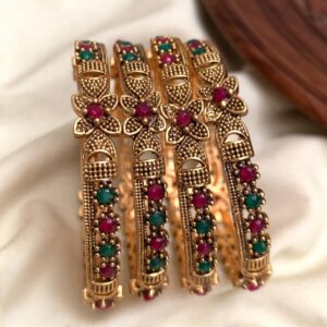FLOWER DEISGN BANGLE RESTOCKED MF2207 ( JODI RATE / PAIR PRICE )