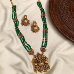 BEADED LAKSHMI PENDANT LONG HARAM MF3043