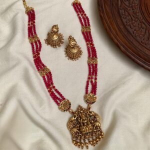 BEADED LAKSHMI PENDANT LONG HARAM MF3043