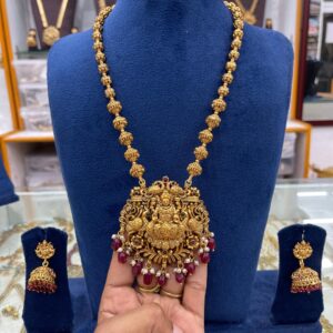 CHETTINADU LONG HARAM IN 3D PENDANT CHERRY BEADS MF2185