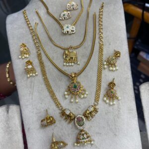 ATTIGAI PATTERN NECKSET WITH AD STONE FITTING MF3052