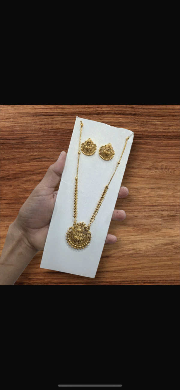 GOLD INSPIRED LAKSHMI PENDANT MF3065 NECKSET + EARING