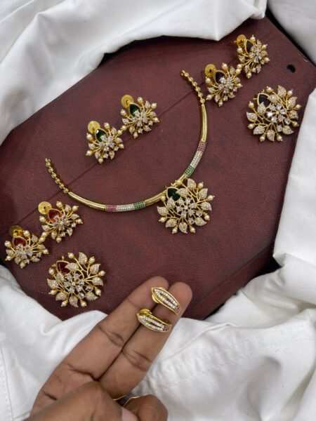 REMOVABLE PENDANT WITH EARING + ATTIGAI WITH EARING ( 1 ATTIGAI, 2 PAIR EARING , 1 PENDANT ) JUST Rs.850 Code MF4098