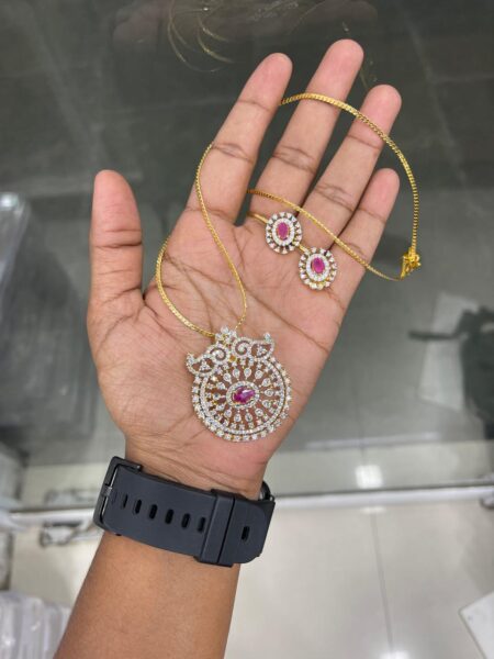 GOLD REPLICA DOLLAR CHAIN WITH EARING MF5146