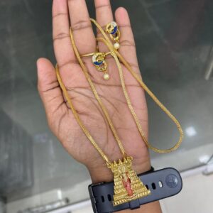 30” DOLLAR CHAIN WITH MENNAKSHI AMMAN PENDANT ( 24” also available) MF5149