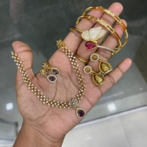 NECKSET + 2 PAIR EARING + 1 BRACELET + 1 PAIR BANGLE ( AD COMBO PACKAGE ) MF5223