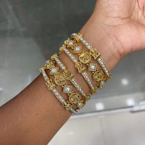 BANGLE COLLECTION MF5279 -LAKSHMI DIAMOND WITH LASKHMI PEARL SIDE BANGLE