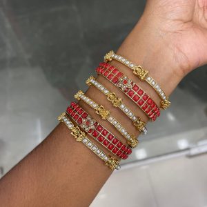 BANGLE COLLECTION MF5279 – CORAL WITH PEARL LAKSHMI SIDE BANGLE