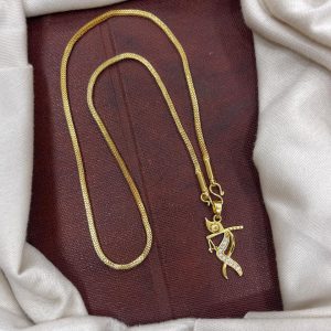 CUTE PENDANT WITH GOLD BOX PATTERN 18” CHAIN MF5289 – KRISHNAR
