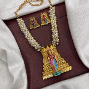 MEENAKSHI AMMAN PEARL NECKSET BACK CHAIN FREE MF5289