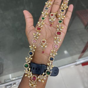 PREMIUM HARAM GOLD COPY MF5297 -LEAF NAVARATHNA BIG SIZE