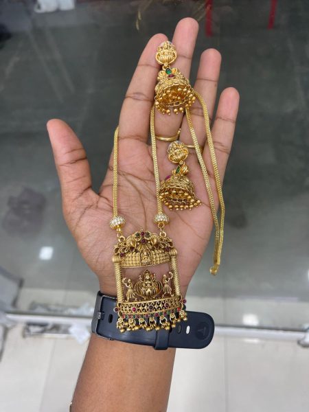 DOLLAR CHAIN COLLECTION ( IF U NEED MATCHINH  BANGLE BOOK SEPERATLY ) MF5282 - RECTANGLE PENDANT WITH STONE JUMKA