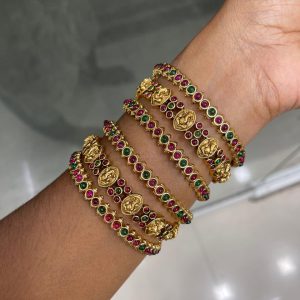 BRIDE BANGLE COMBO MF5295 -VINAYAGER KEMP – SIDE BANGLE RUBY GREEN PLAIN