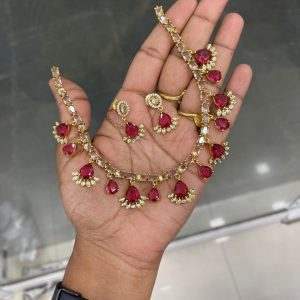 PREMIUM GOLD REPLICA SUPERB NECKSET MF5286 (INV) – WHITE WITH RUBY